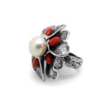 Anillo flor de coral y perla