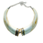 Collar colmillos de facochero en oro&plata